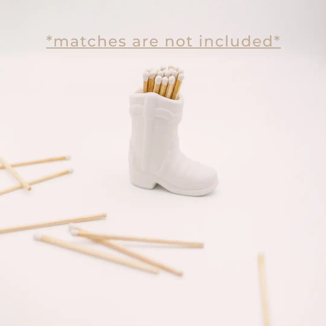 White Cowboy Boot Match Holder