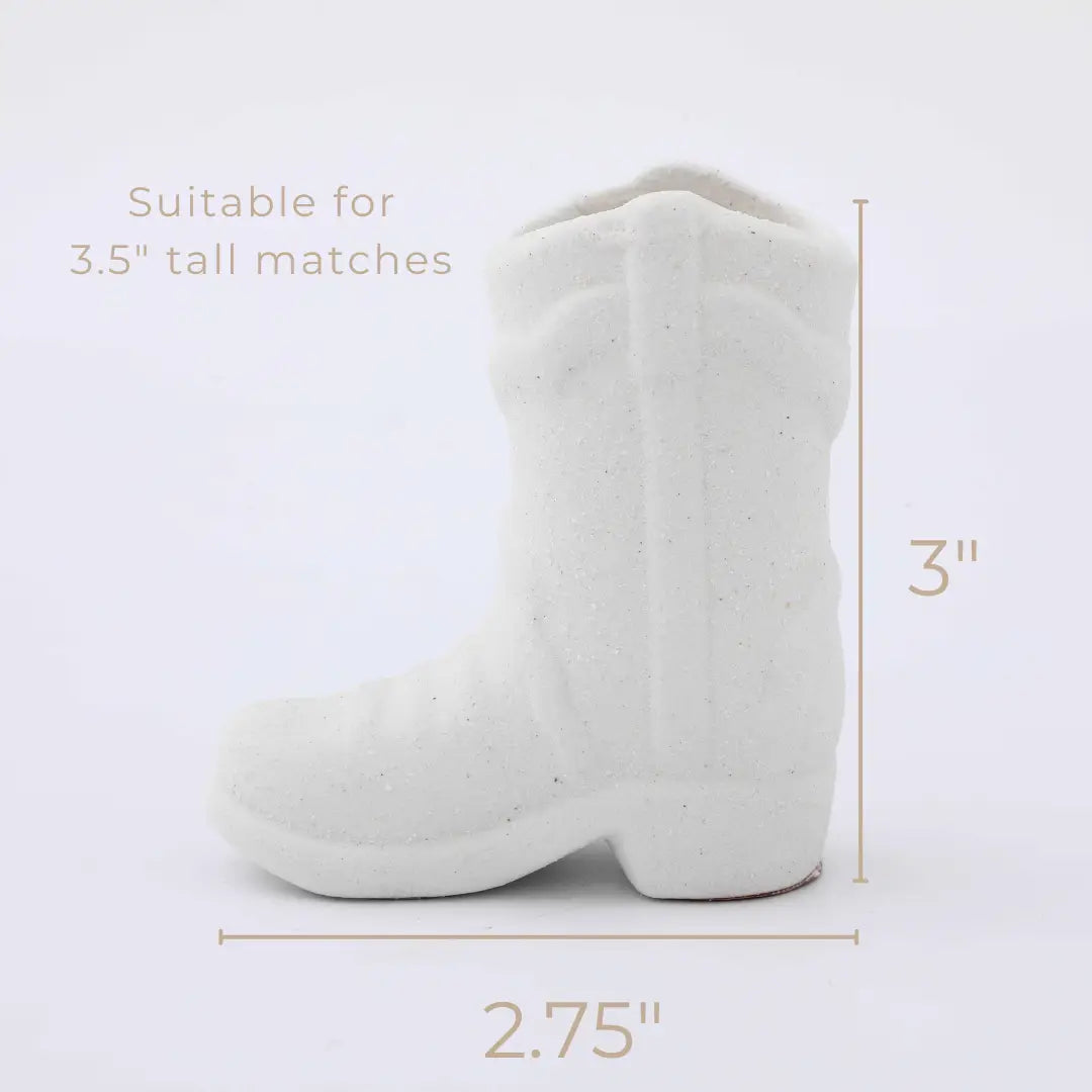 White Cowboy Boot Match Holder
