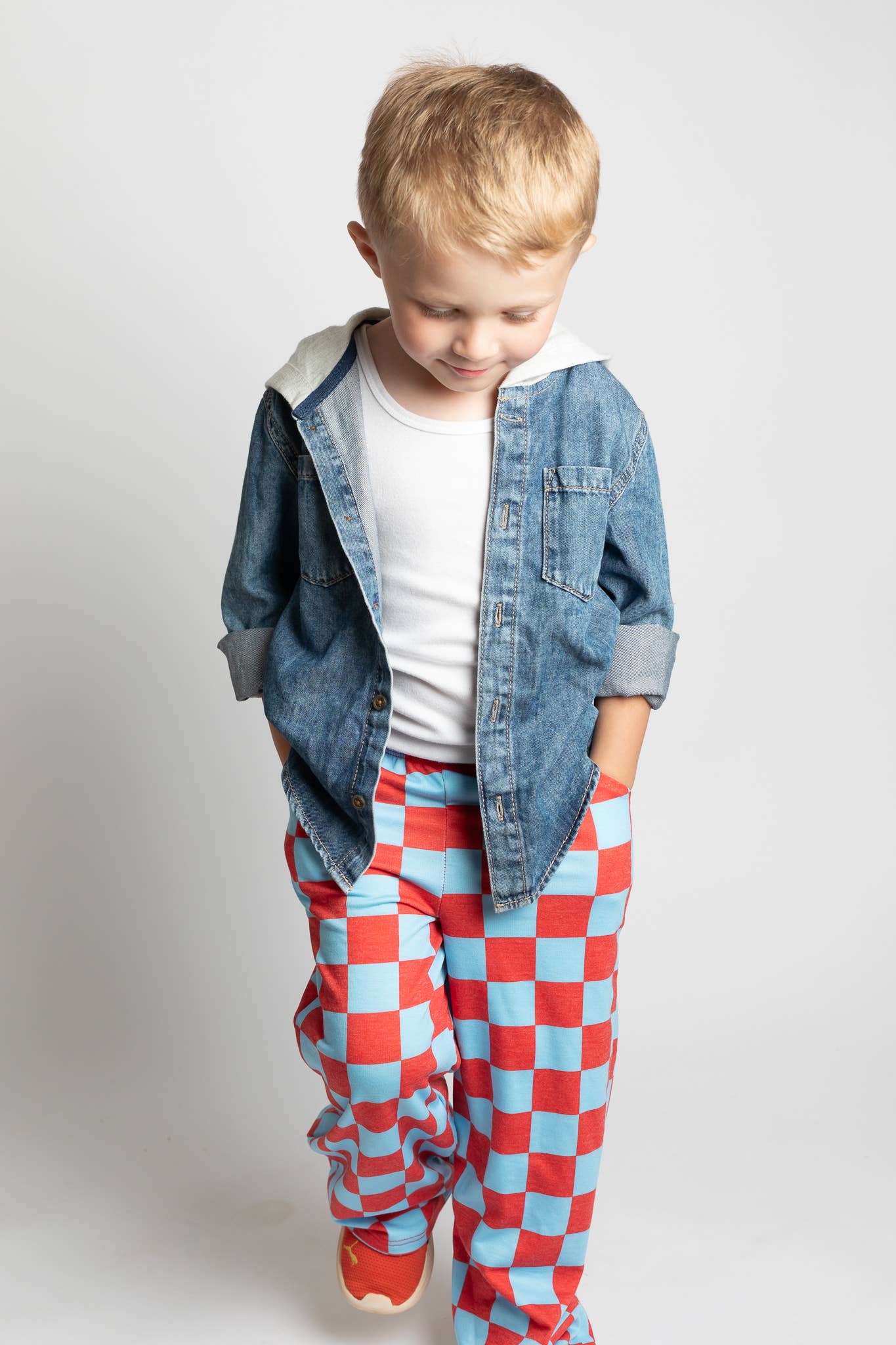 Kids High Waist Checkered Pant