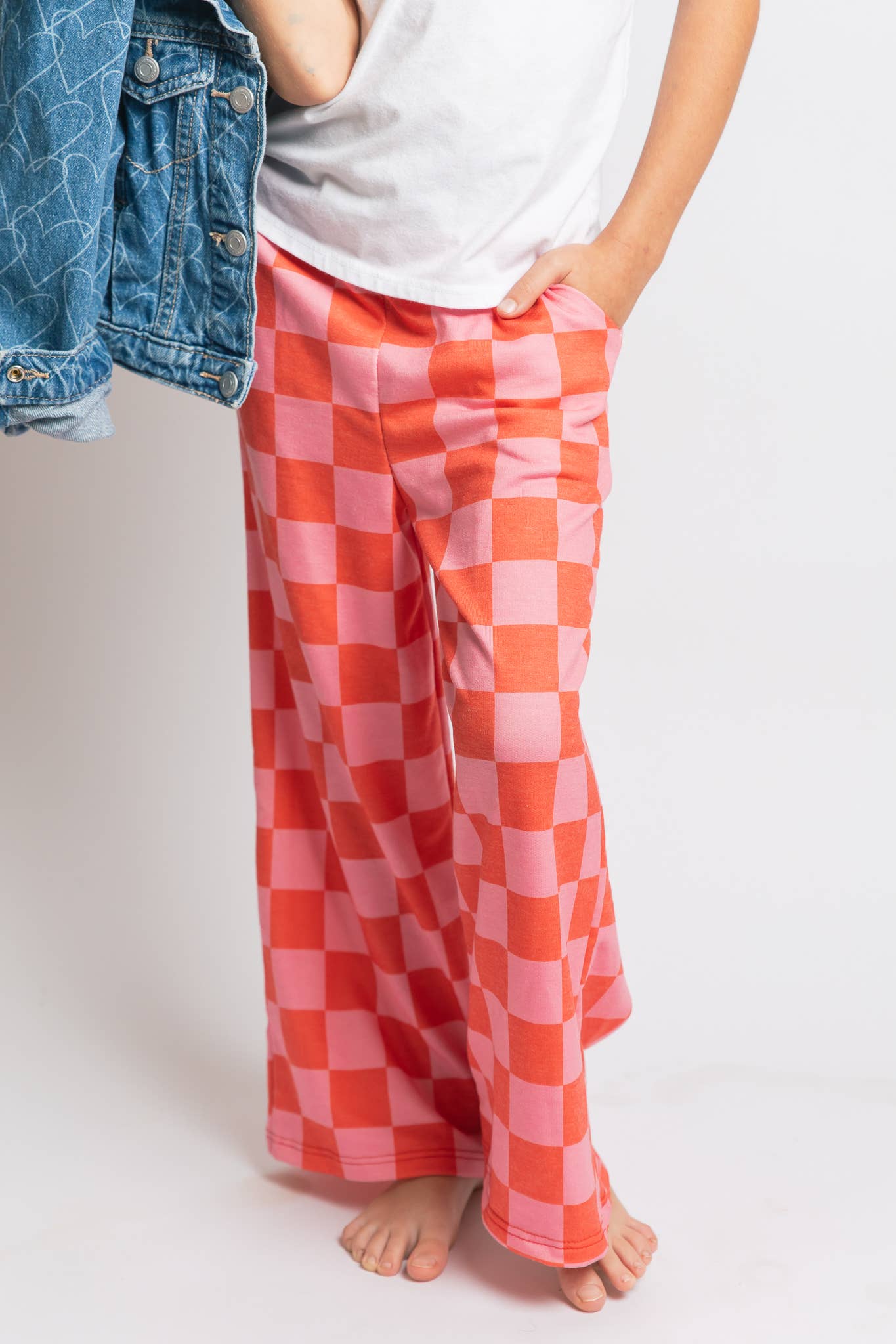 Kids High Waist Checkered Pant