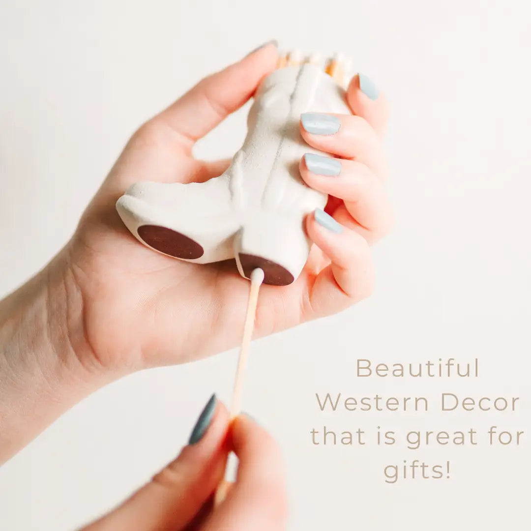 White Cowboy Boot Match Holder