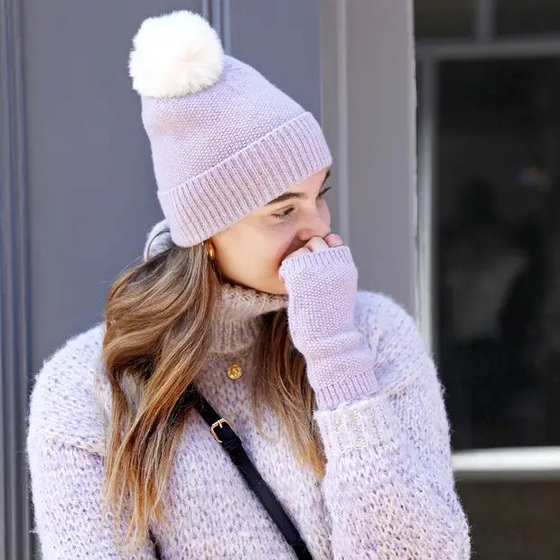 Knitted Beanie and Hand Warmers