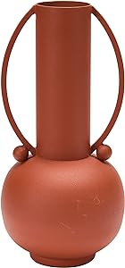 Textured Metal Vase With Handles In Matte Russet