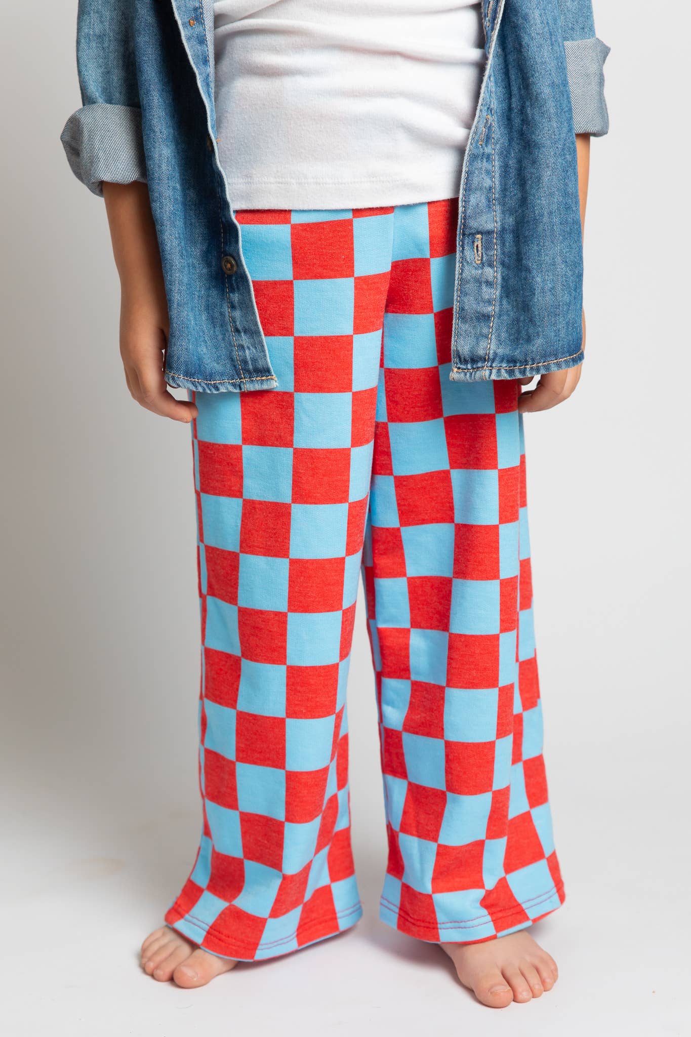 Kids High Waist Checkered Pant