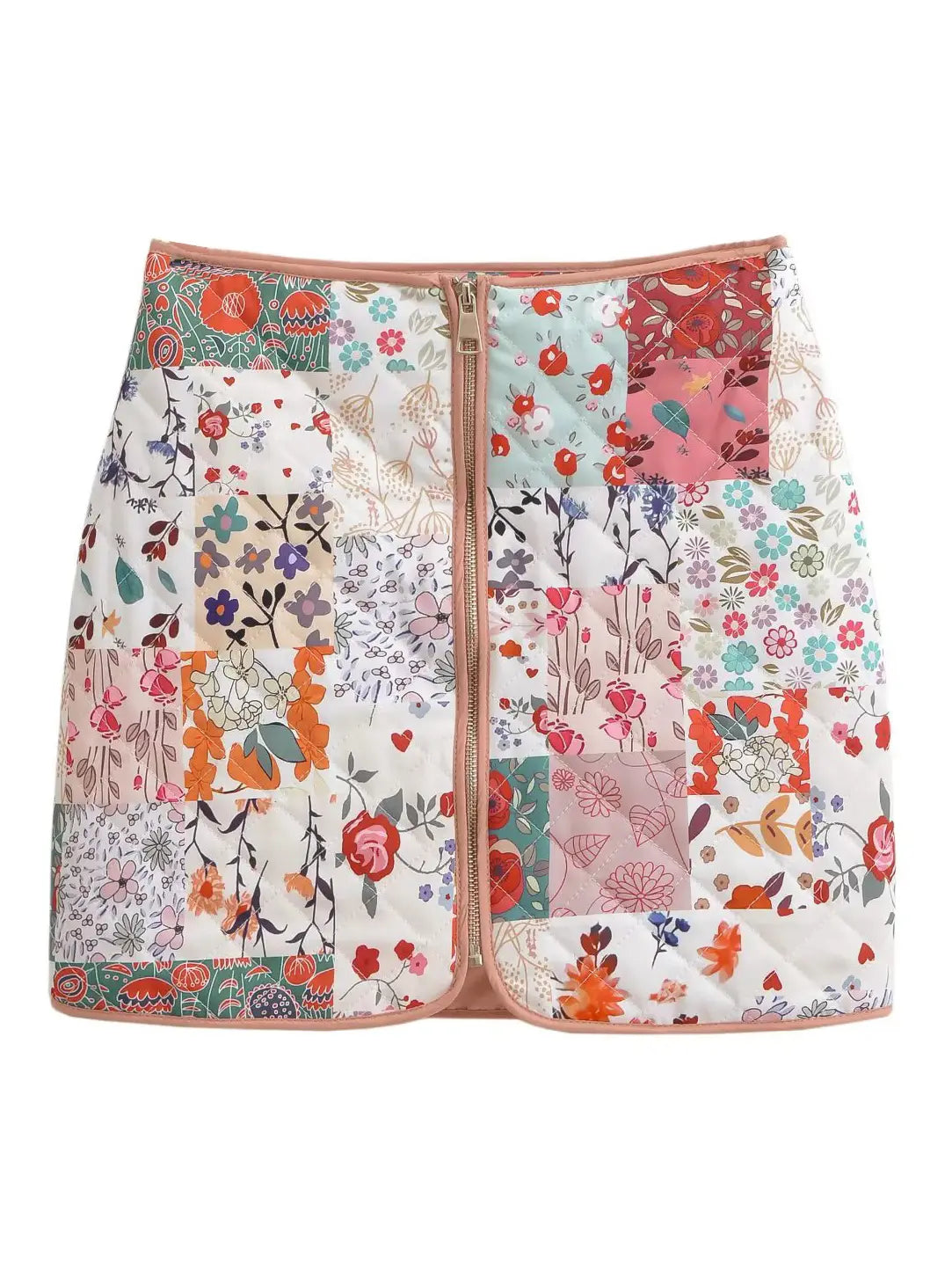 Patchwork Floral Print Skirt
