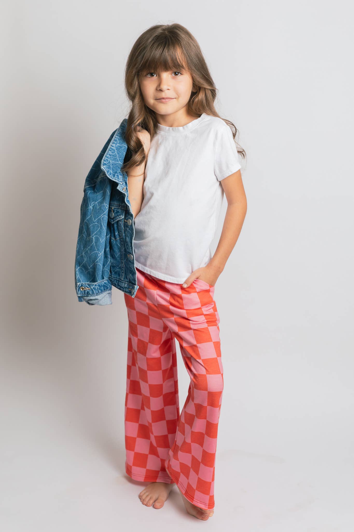 Kids High Waist Checkered Pant