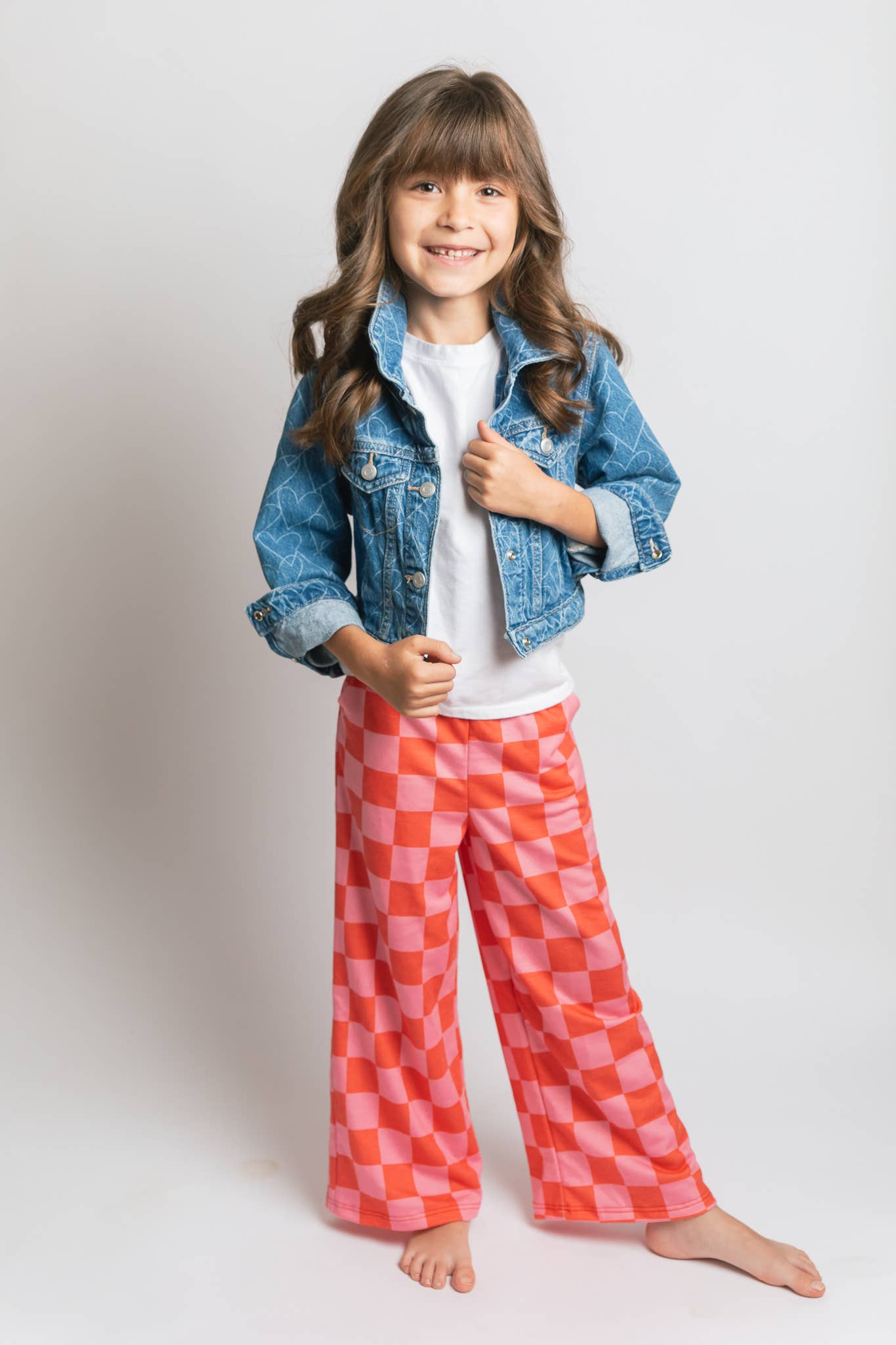 Kids High Waist Checkered Pant