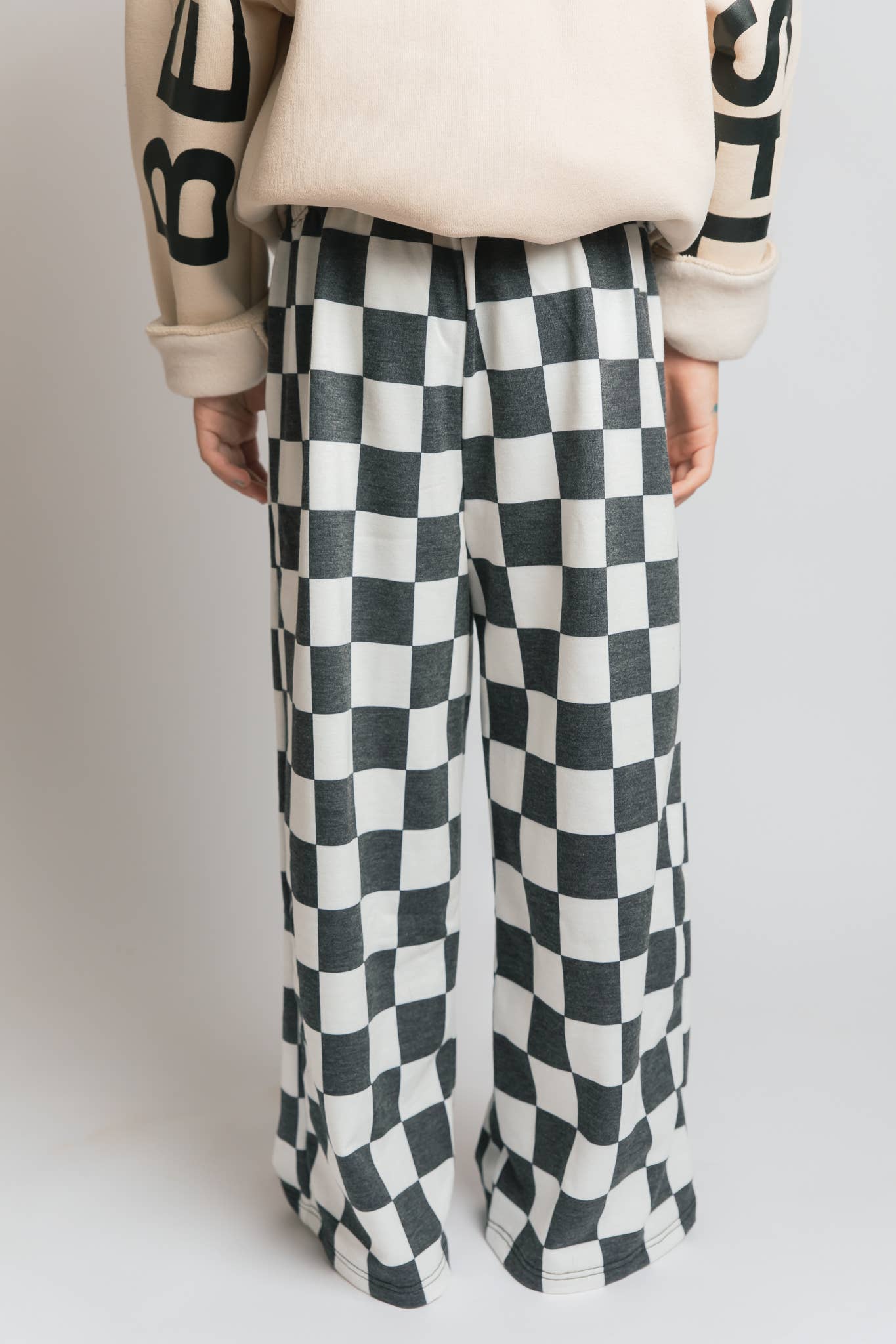 Kids High Waist Checkered Pant