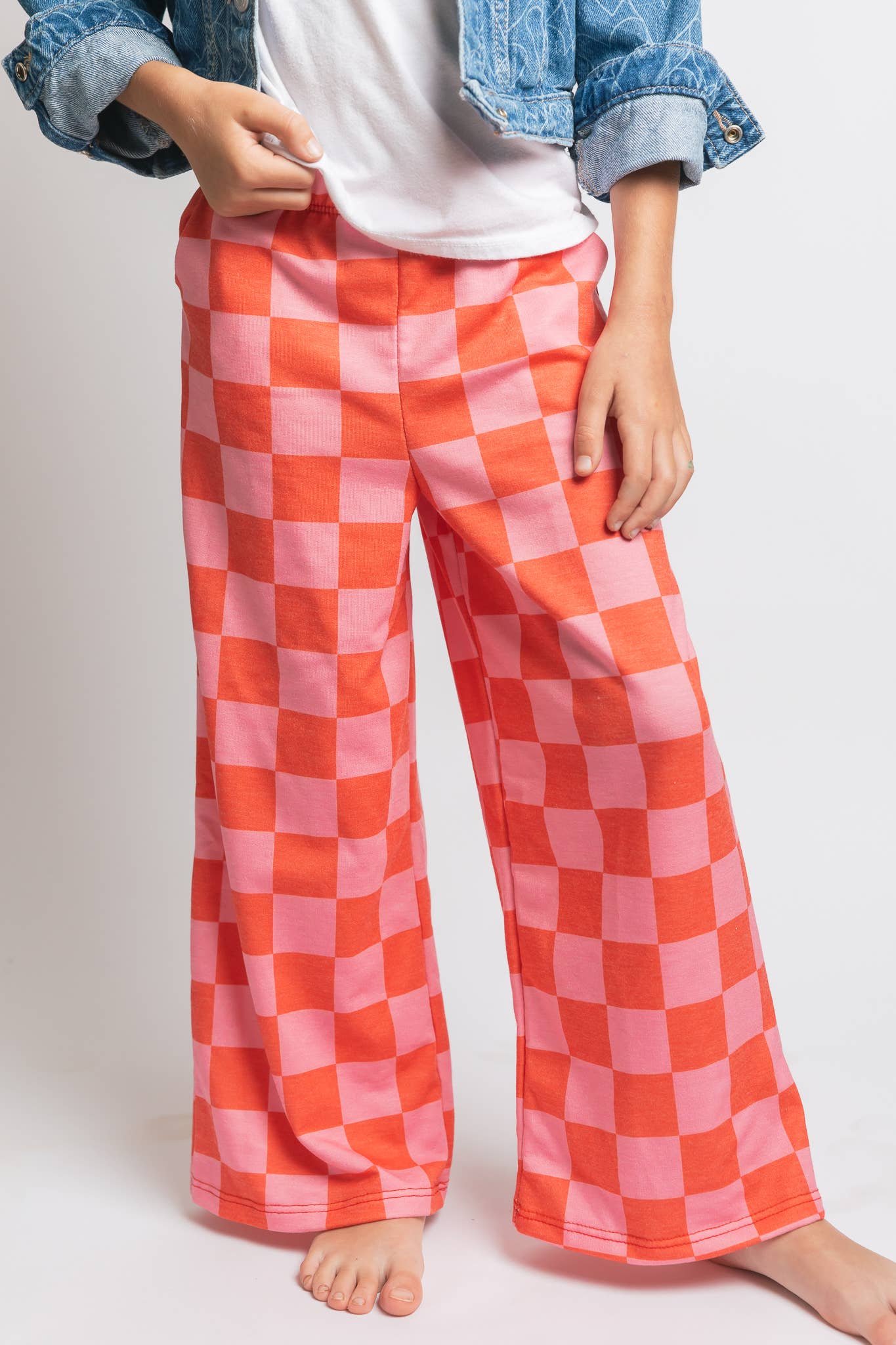 Kids High Waist Checkered Pant