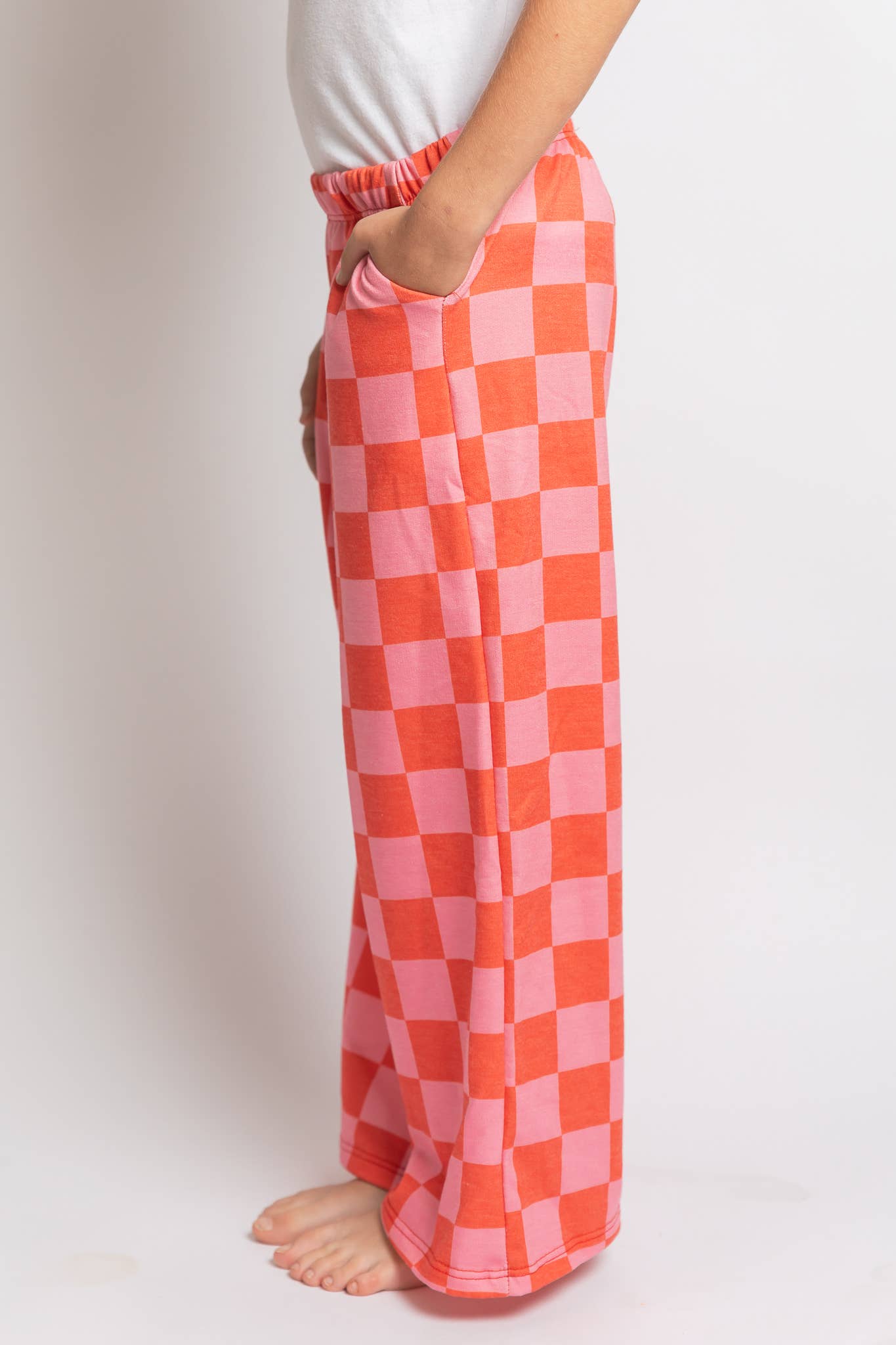 Kids High Waist Checkered Pant