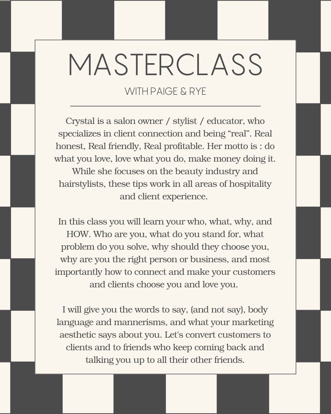 Masterclass at Paige & Rye with Meraki Salon