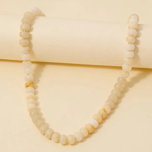 Round Marble Resin Beaded Necklace
