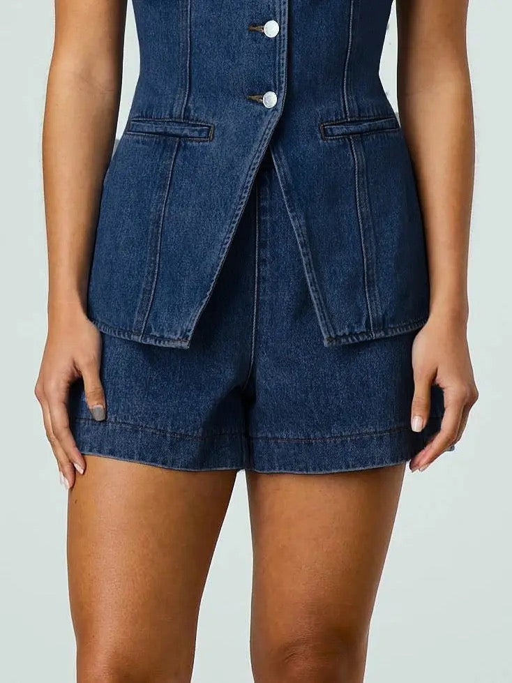 Denim Vest and Short Set
