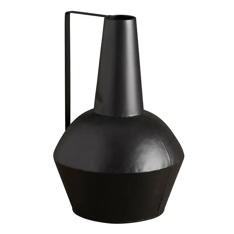 Matte Black Vase with Handle