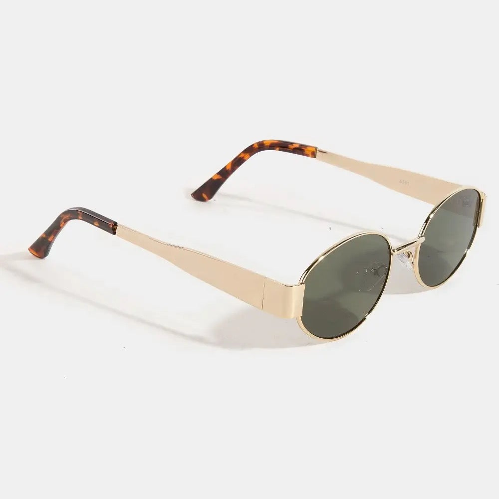 Metal Frame Oval Lens Sunglasses