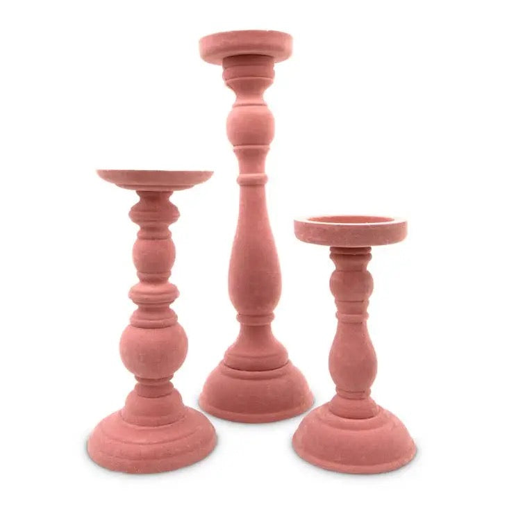 Blush Velvet Candleholders