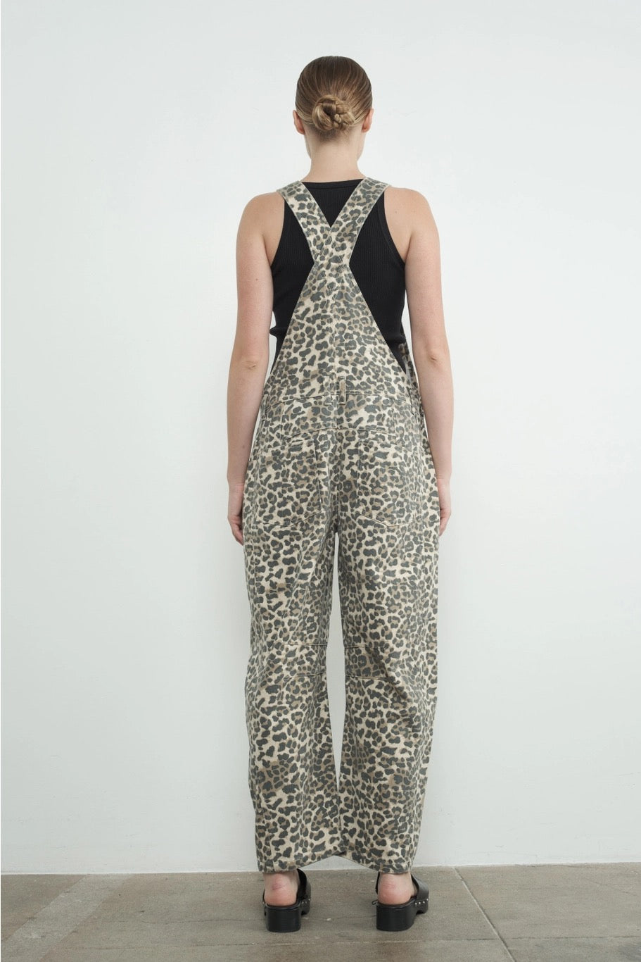 Slouchy Relax Fit Animal Print Denim Overall