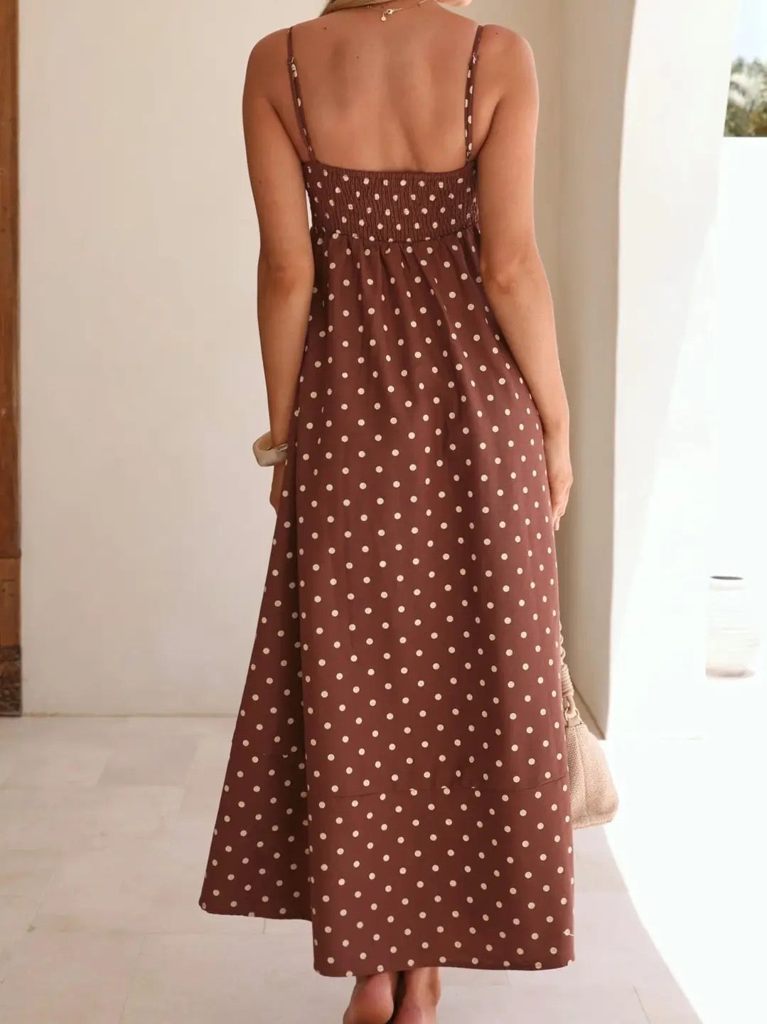 Coffee Polka Dot Dress
