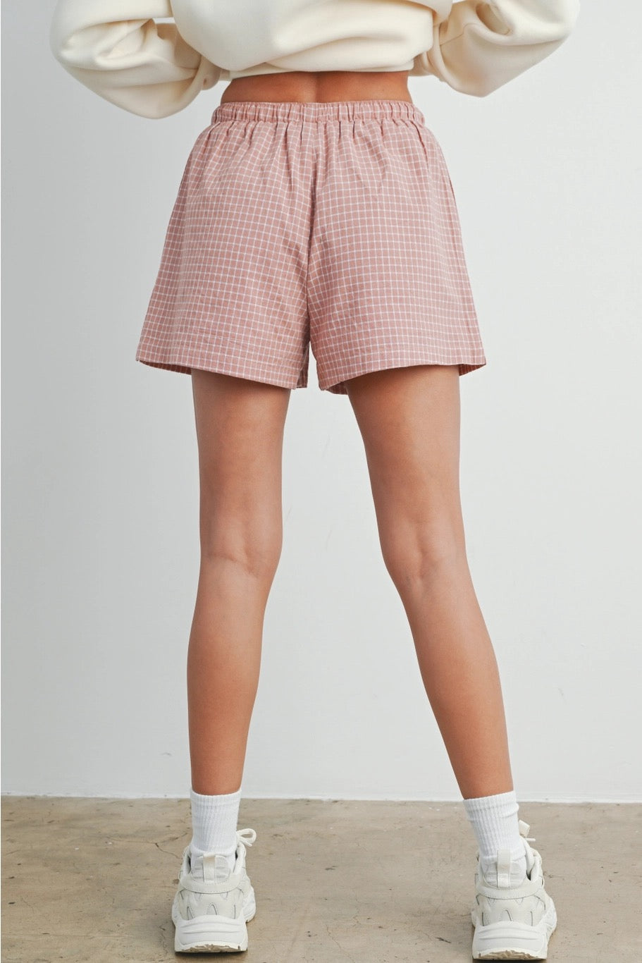 Elastic Drawstring Check Boxer Shorts