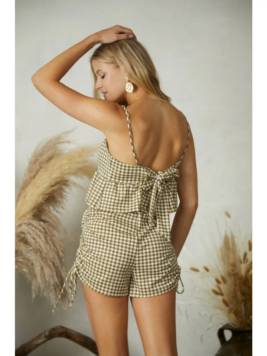 Plaid Ruffle Tank & Tie Shorts