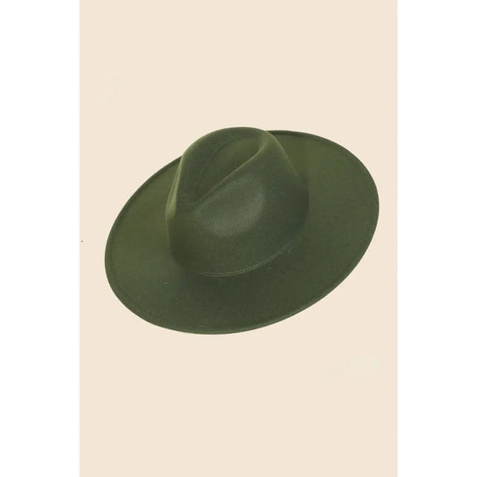 Flat Brim Fedora- Olive