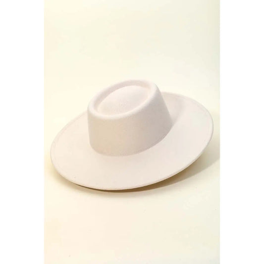 Flat Brim Fashion Hat- Ivory