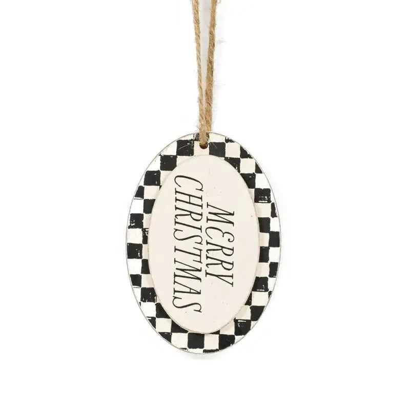 Wood Checkered Christmas Ornament