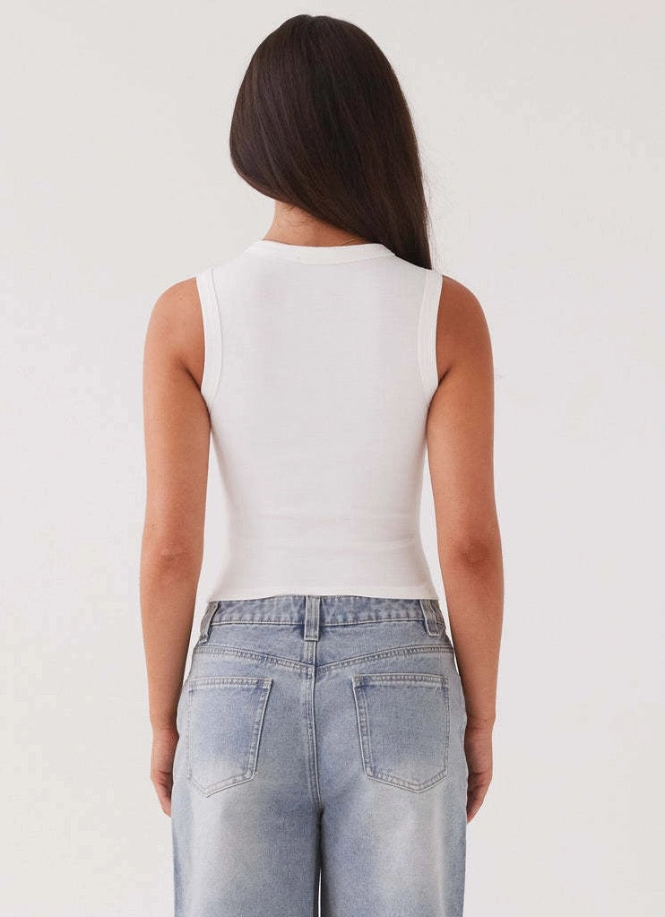 Ribbed Buttoned Tank Top Vest