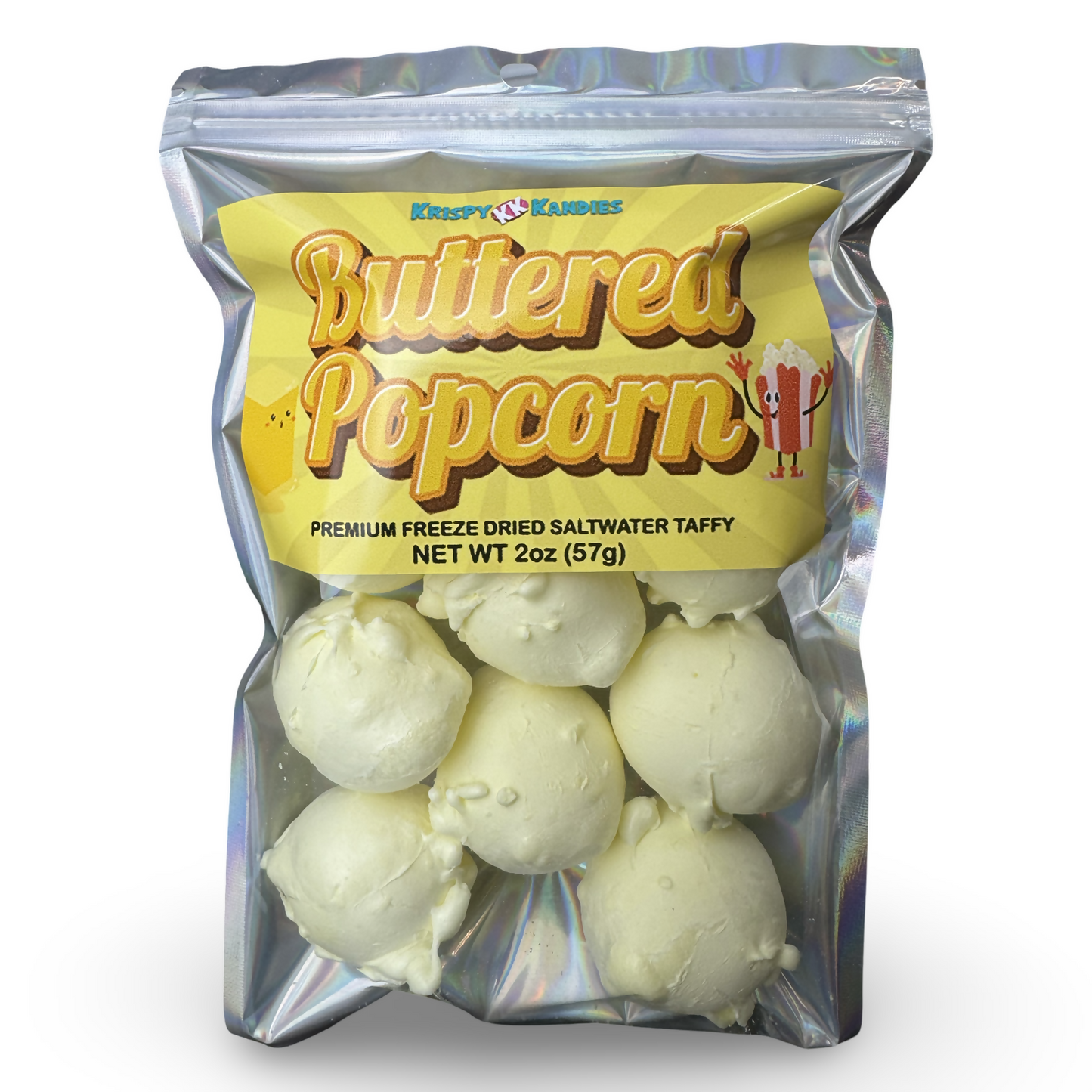 Buttered Popcorn Freeze Dried Taffy front - Krispy Kandies
