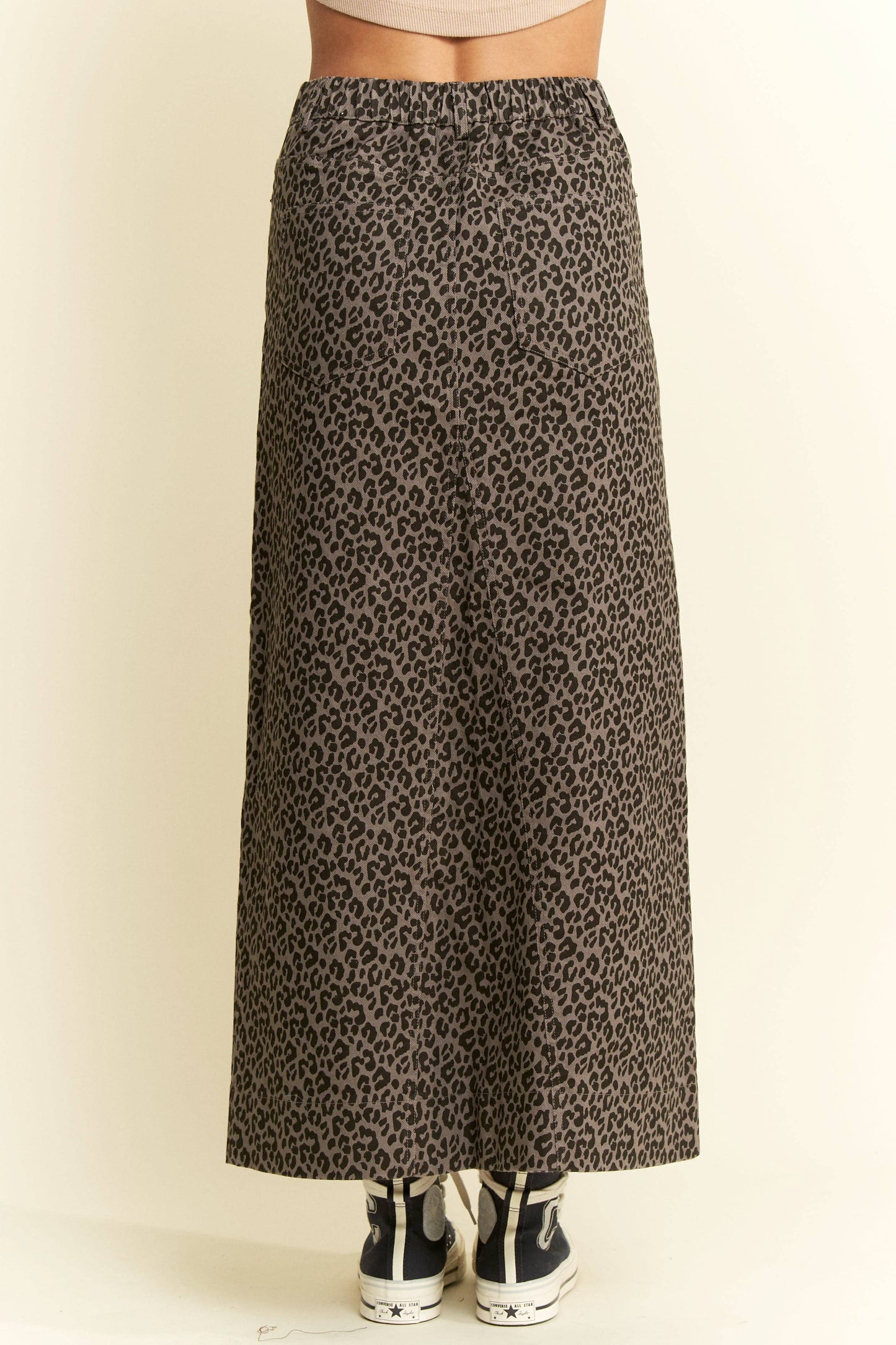 LEOPARD PRINT FRONT SLIT SKIRTS
