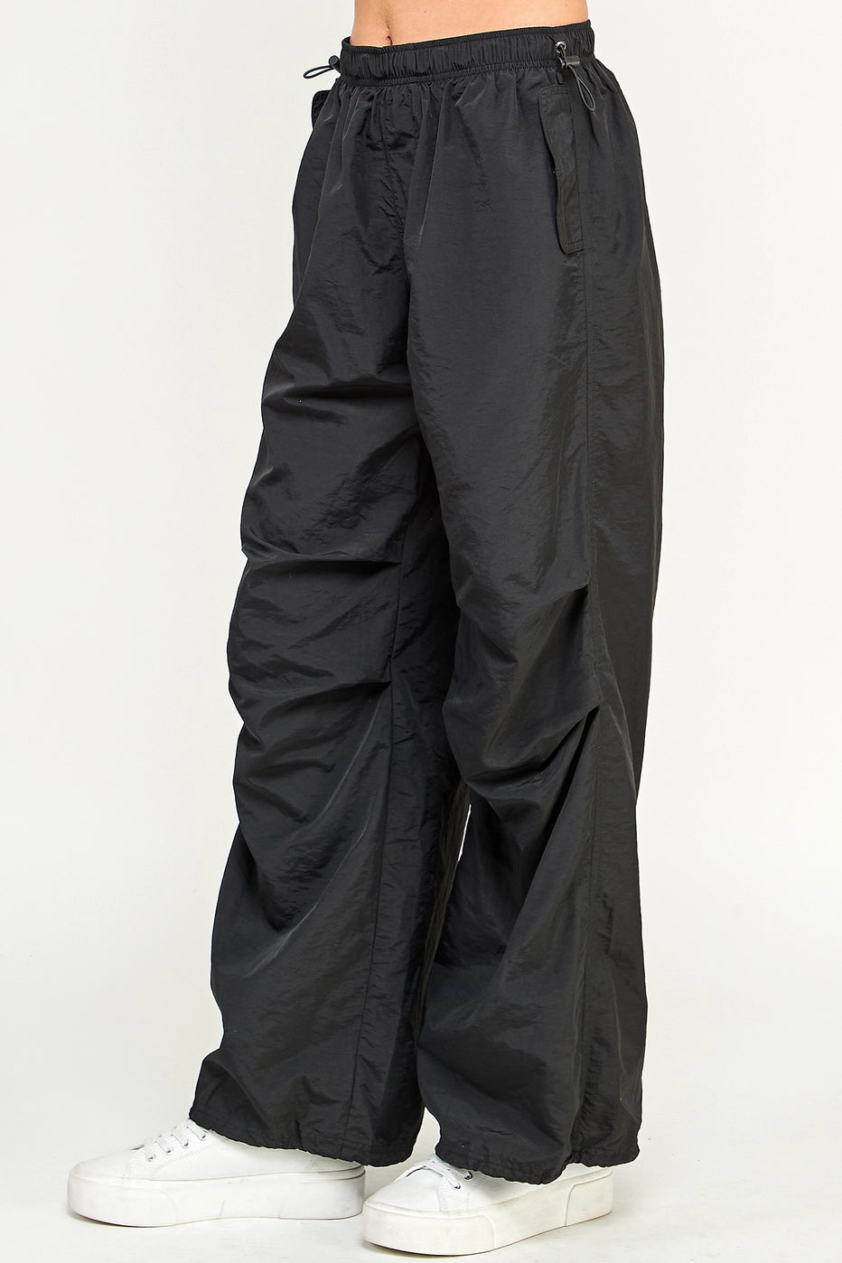 Wide Leg Parachute Pant, Black