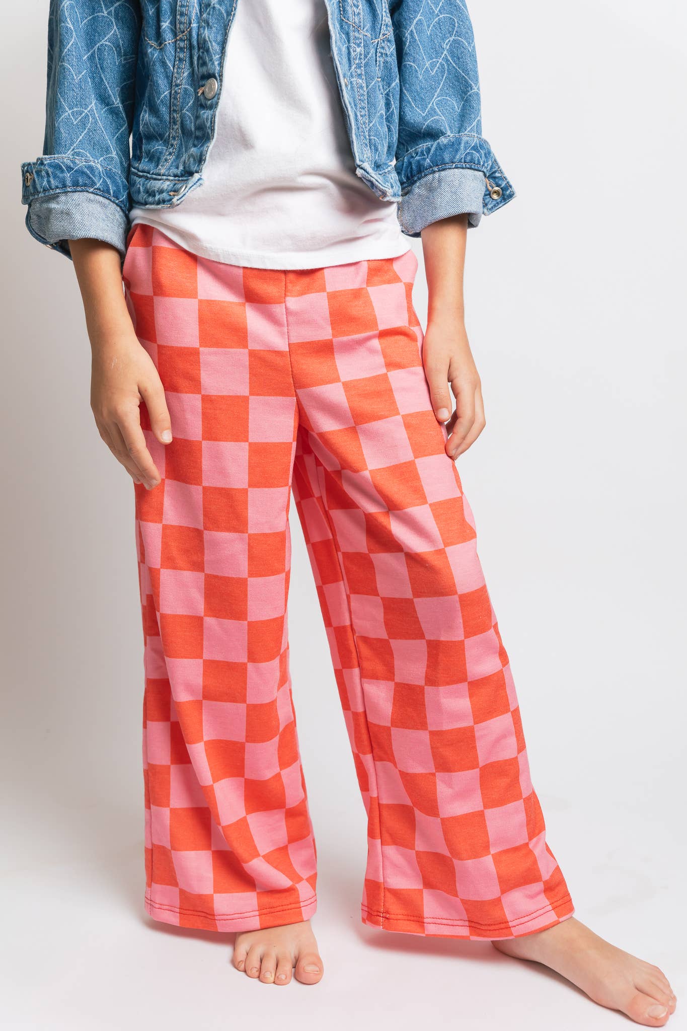 Kids High Waist Checkered Pant