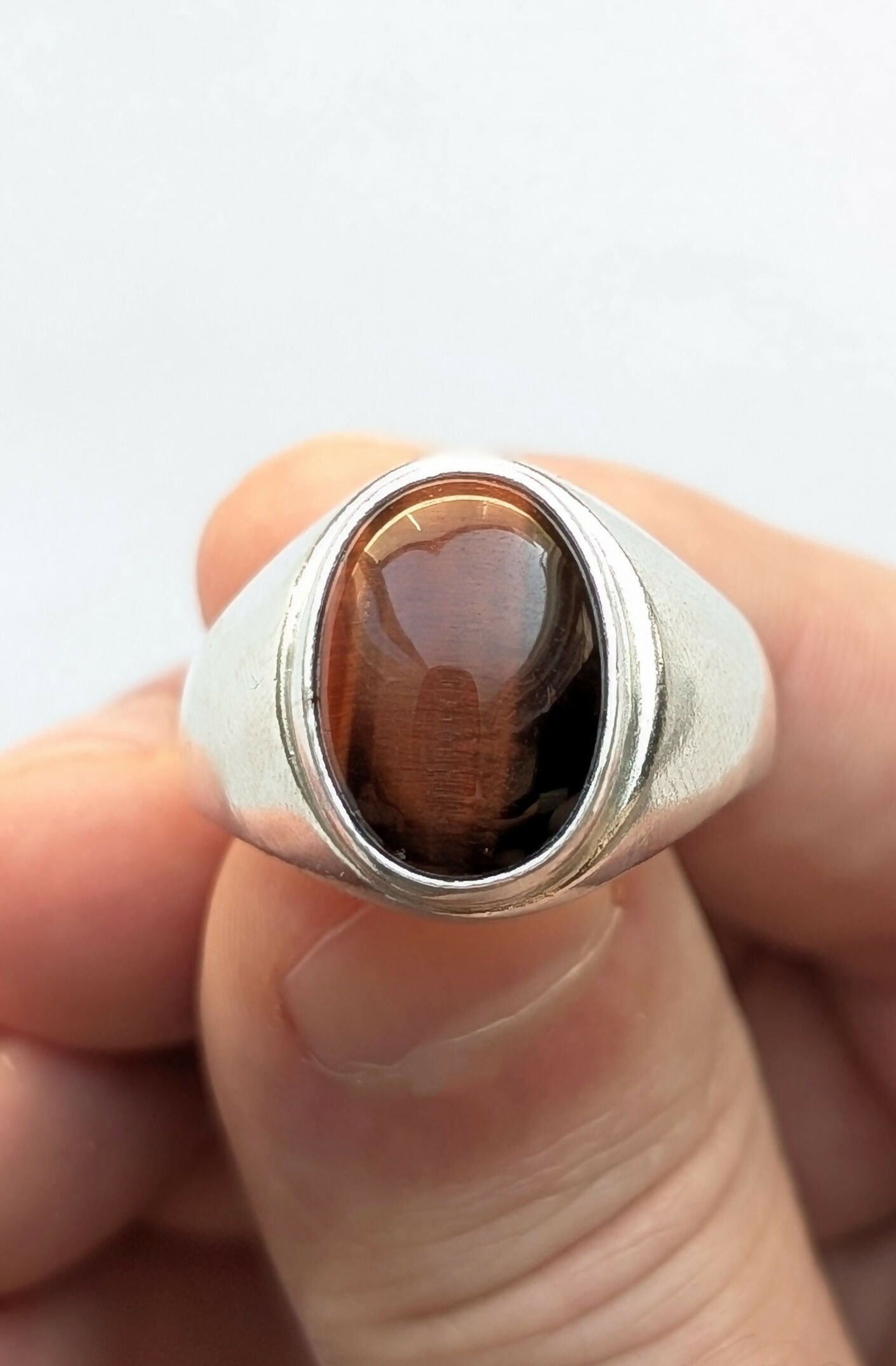 Red Tigers Eye Signet Ring, Size 13