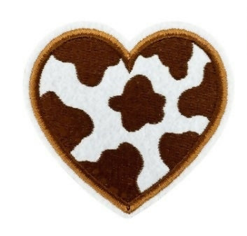 Cow Print Heart Iron On Patch