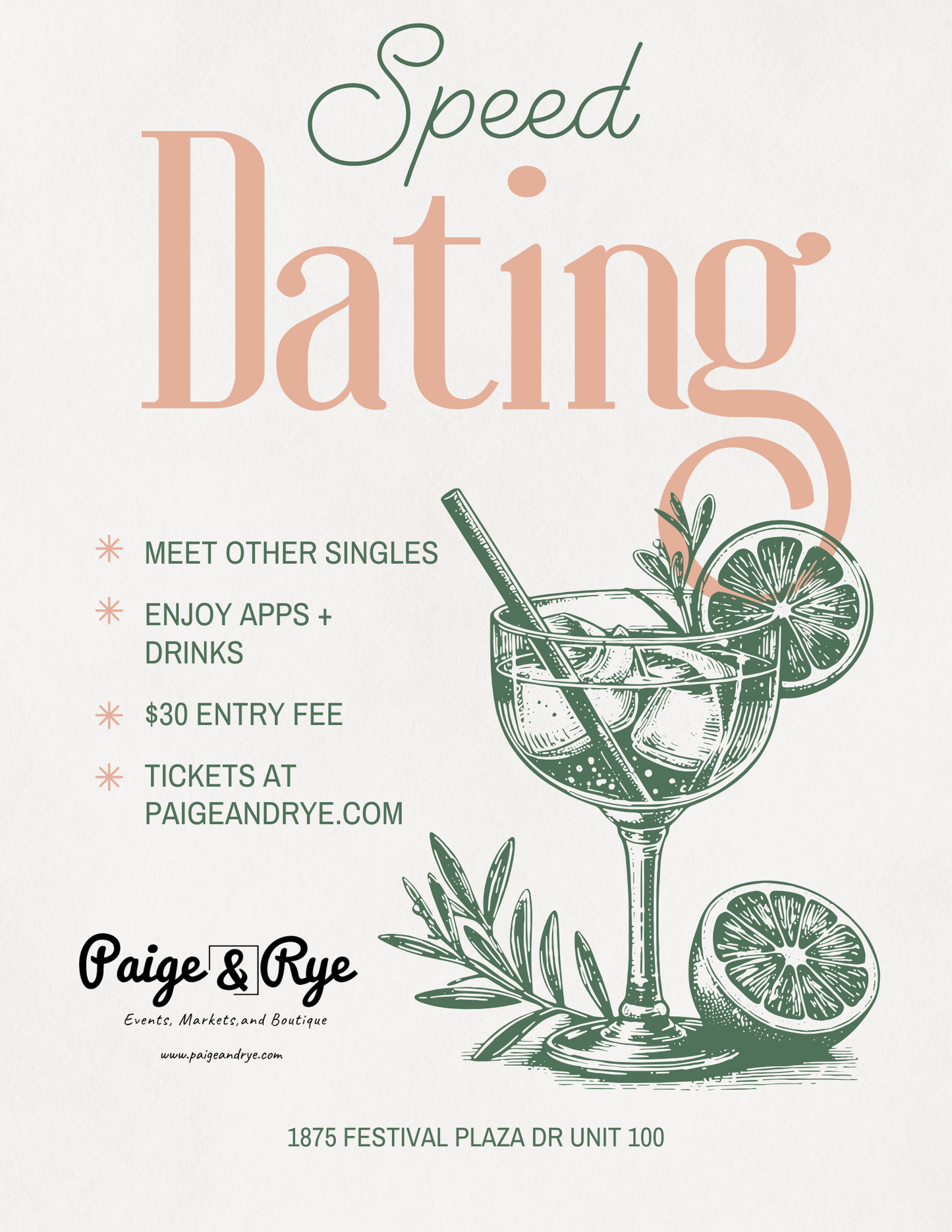 Speed Dating at Paige & Rye