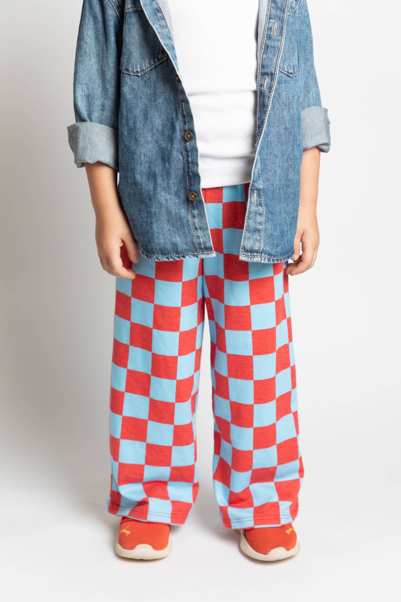 Kids High Waist Checkered Pant