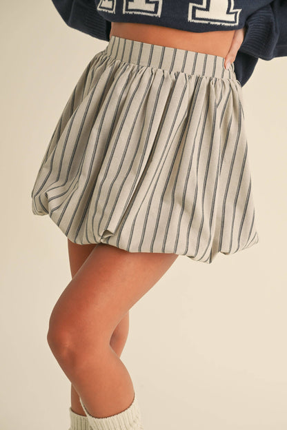 Striped Elastic Bubble Mini skirt