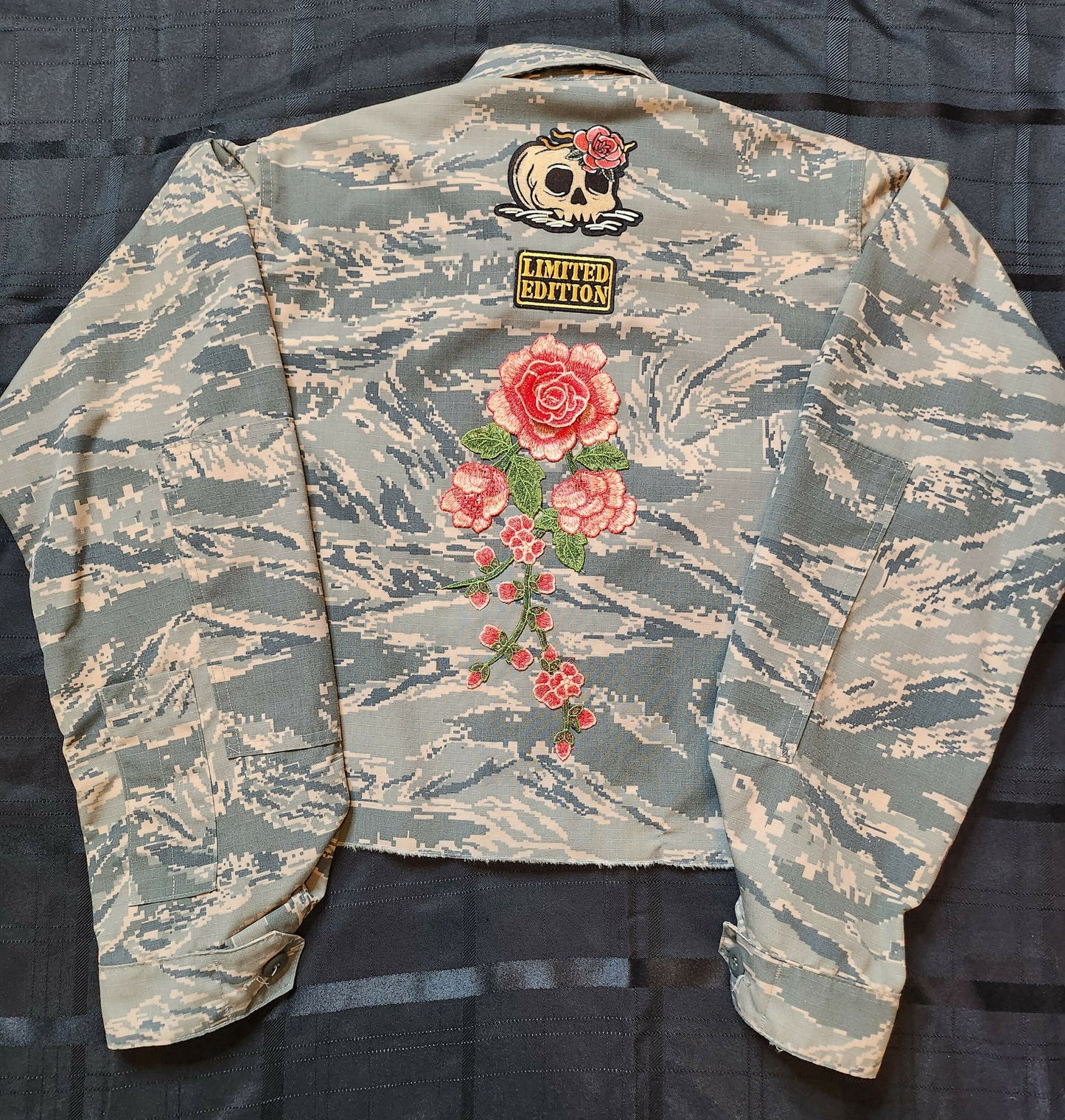Female Forces Vintage Cropped Camo Custom Patched Jacket