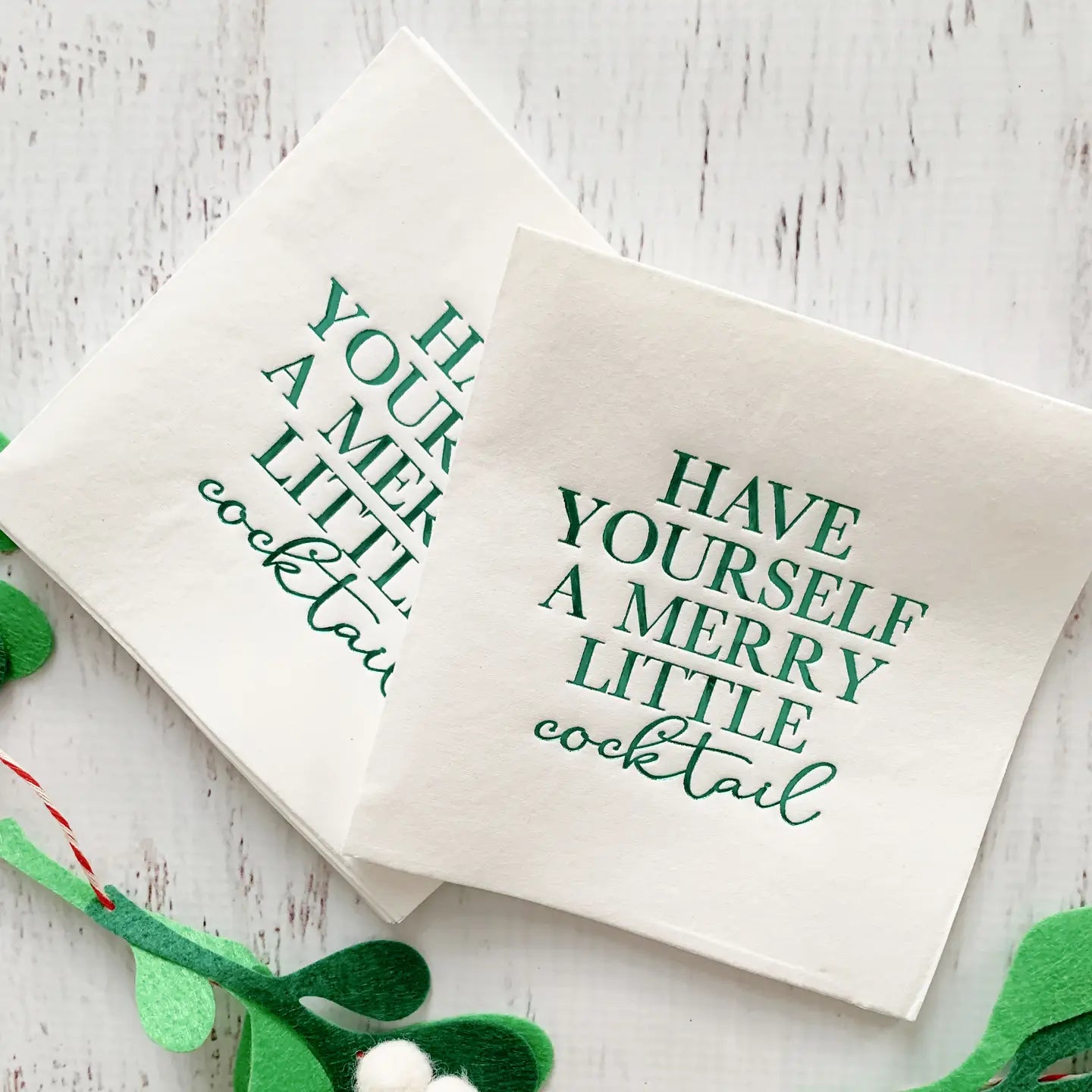 Merry Little Cocktail Napkins - Green