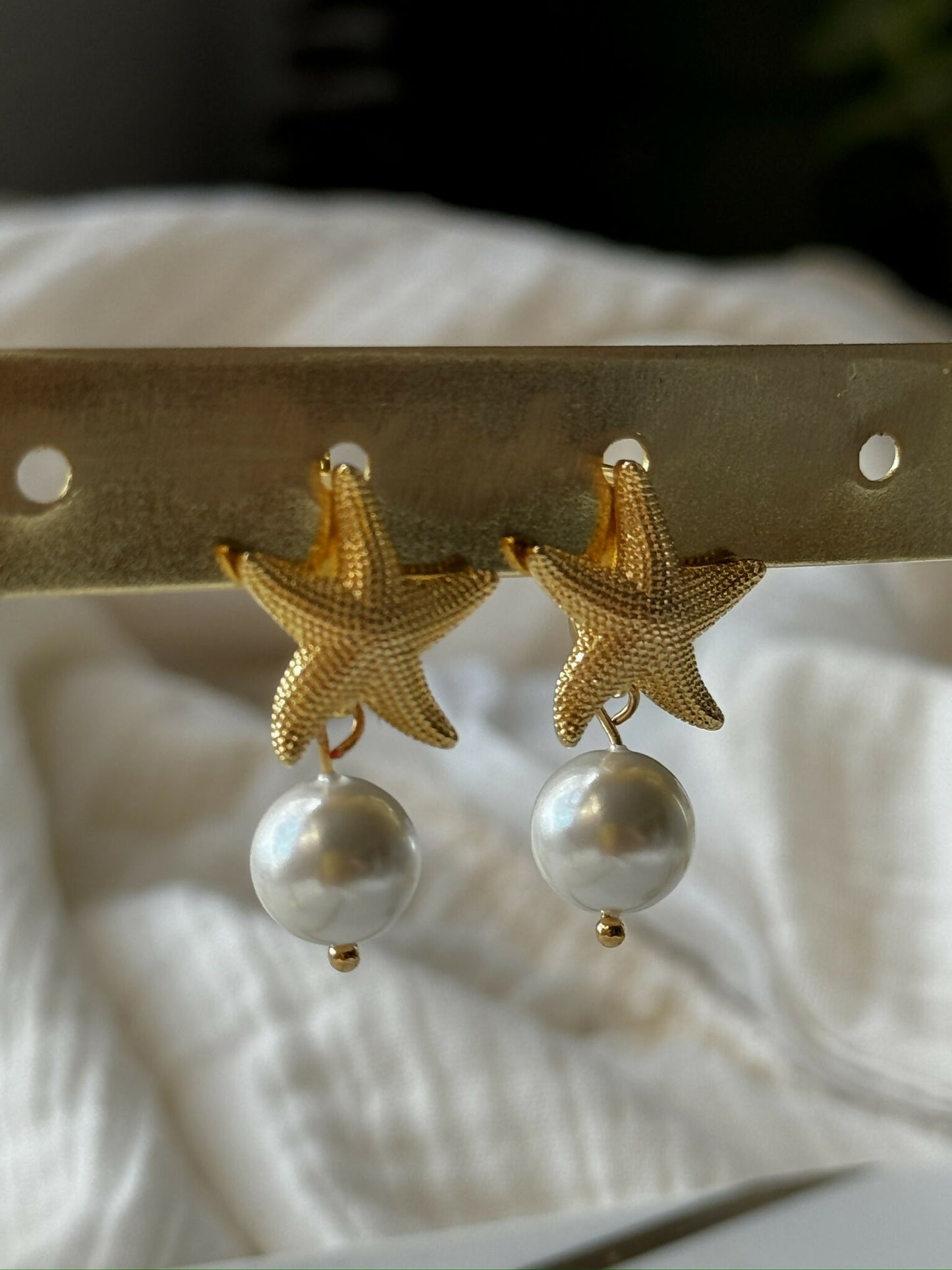 Pearl Drop Starfish Earrings