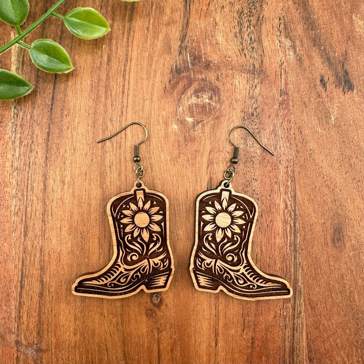 Sunflower Cowboy Boot Earrings