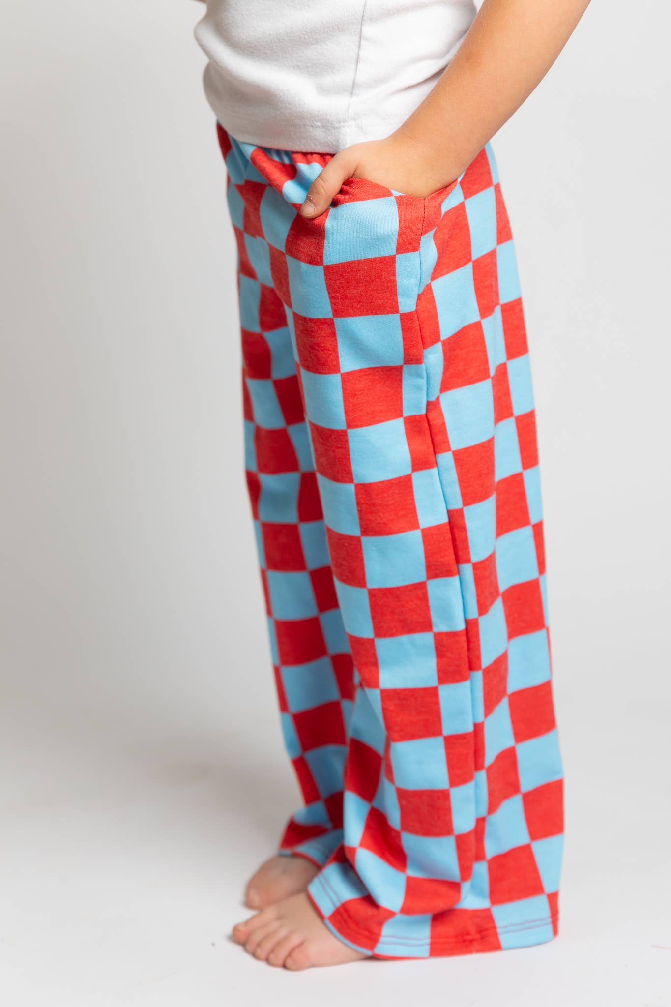 Kids High Waist Checkered Pant