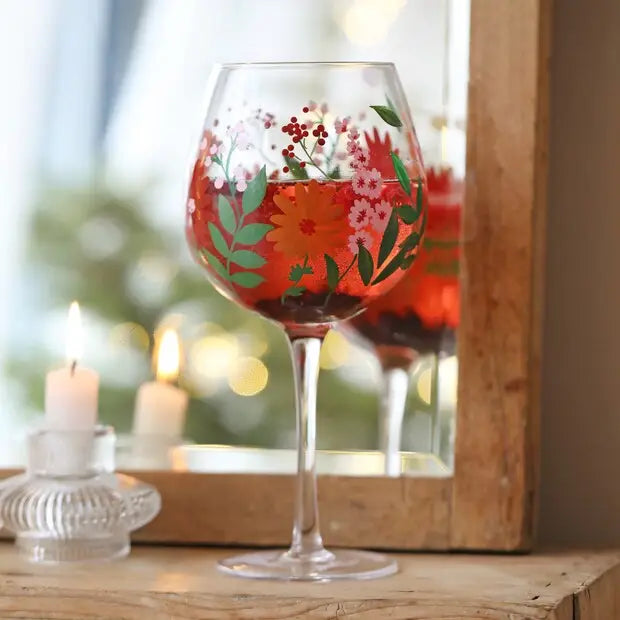 Hand Painted Wildflower Wine Glass