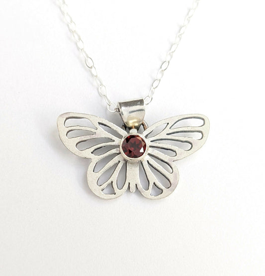 Garnet Butterfly Necklace