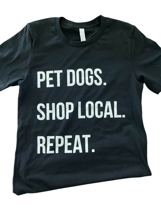 Black & White Pet Dogs Shop Local T-Shirt