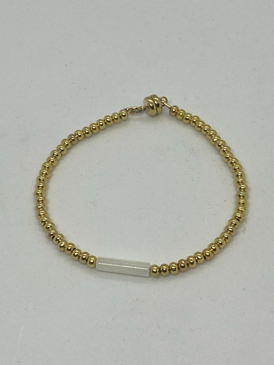 Gold with Pearl Bar Bracelet