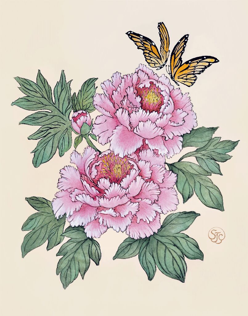 Peonies & Butterflies