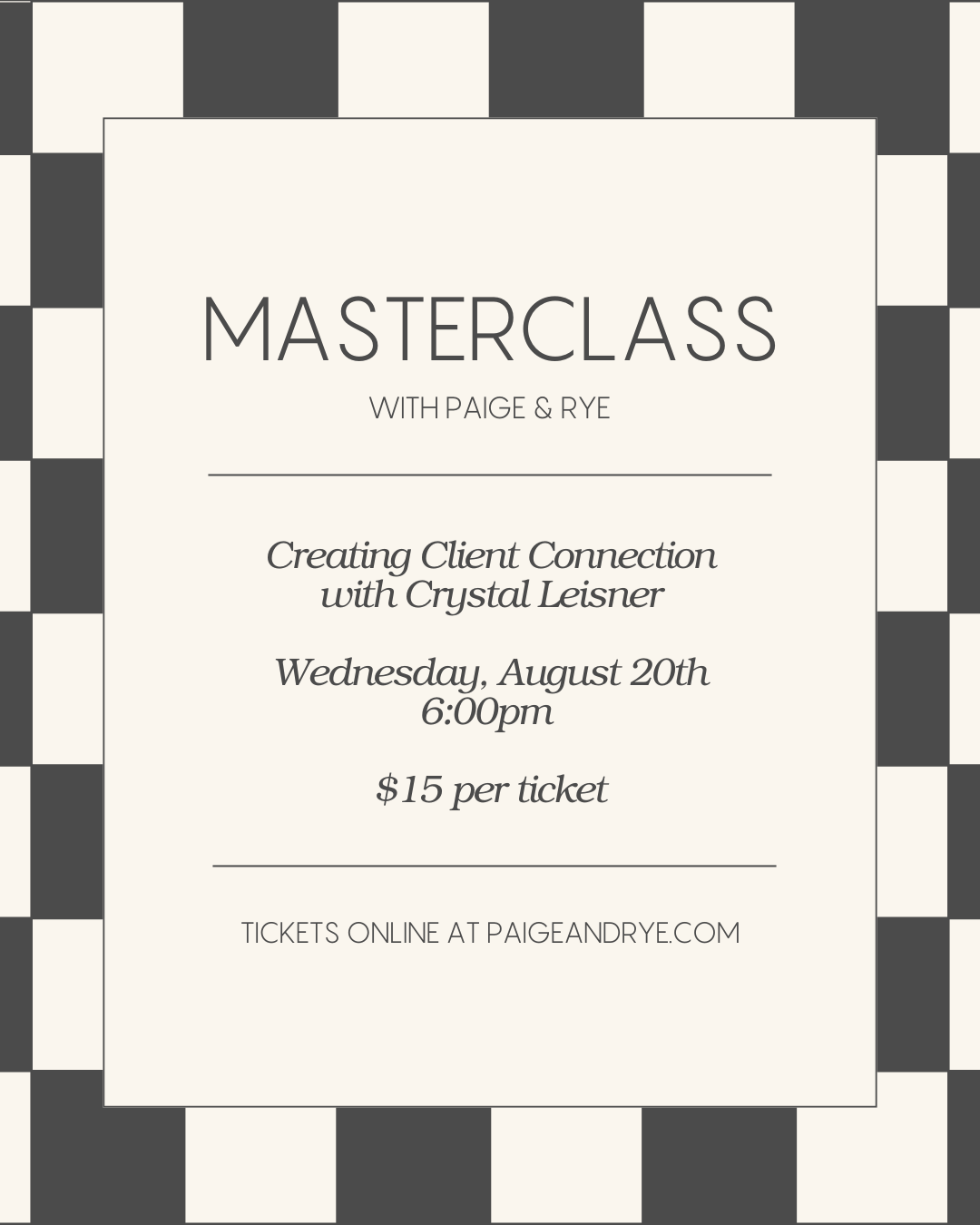Masterclass at Paige & Rye with Meraki Salon