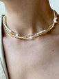 Double bead necklace in gold tone