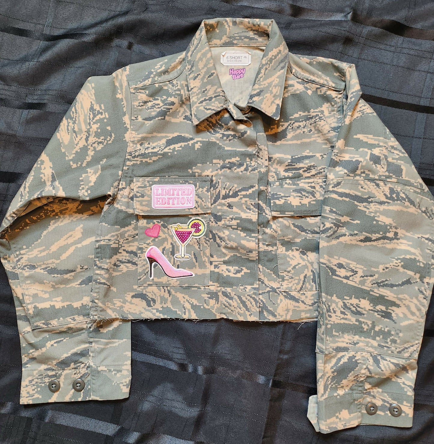 Female Forces Vintage Cropped Camo Custom Patched Jacket